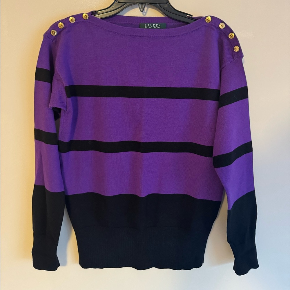 Ralph Lauren Black Purple Striped Sweater